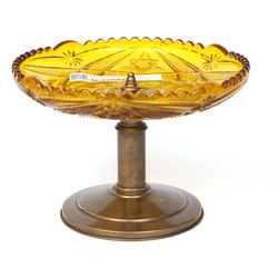 Glass fruit bowl with metal finish
