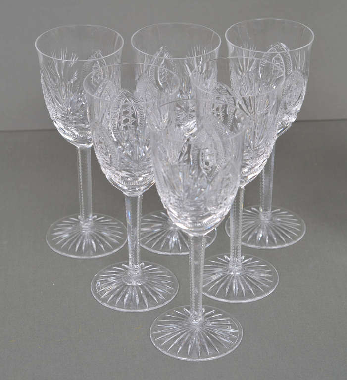 Хрустальный графин с серебряной отделкой и 6 стаканами