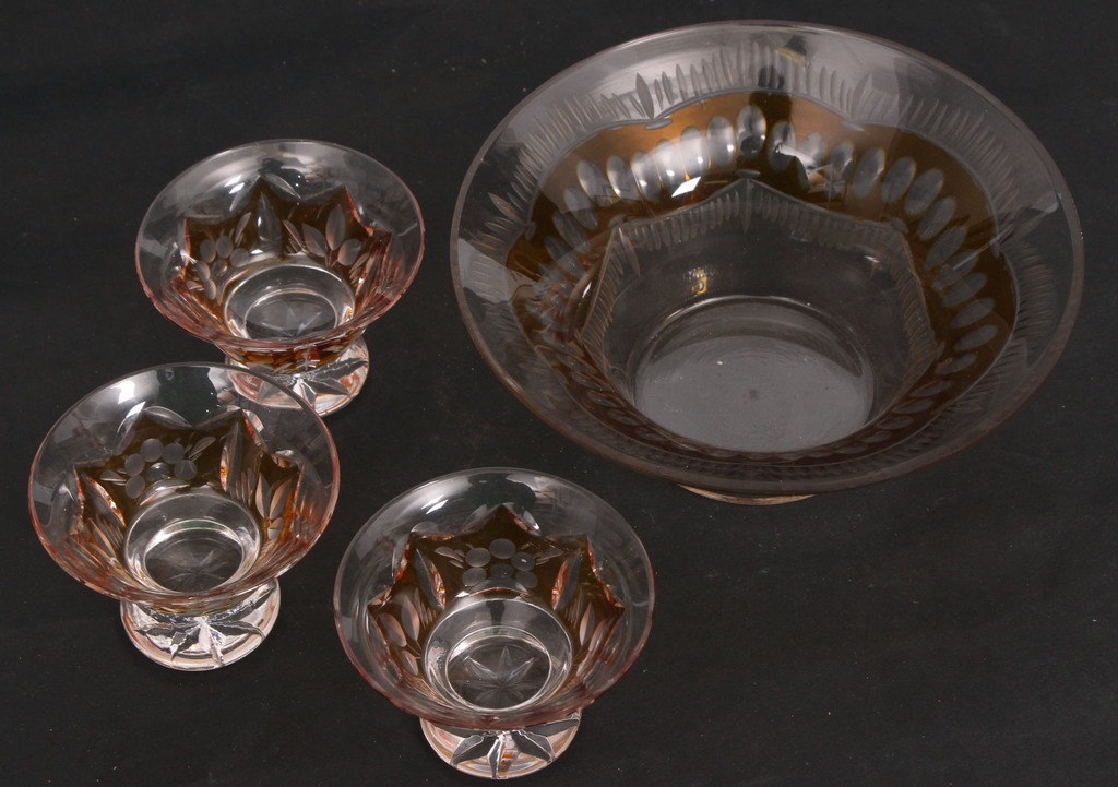 Colorful glass set - bowl, 3 glasses