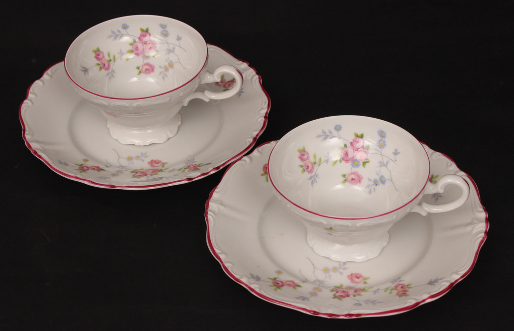 Kuznetsov porcelain cups 2 pcs with saucer and plate