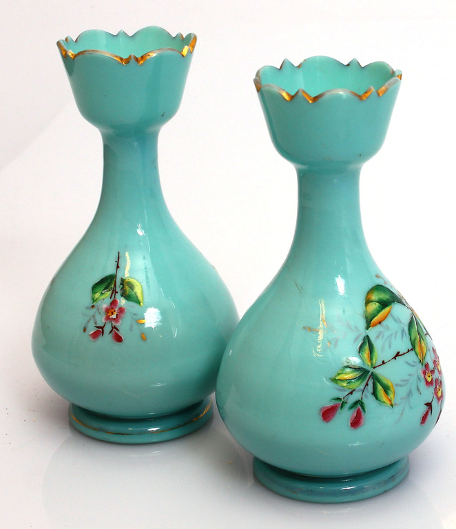 Two glass vases with paintings