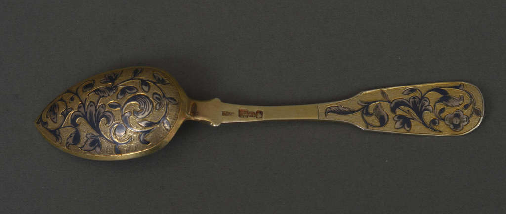 Gilded silver spoon with blackening
