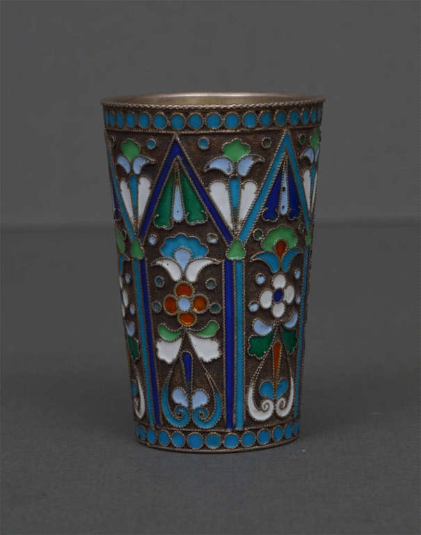 Silver cup with enamel