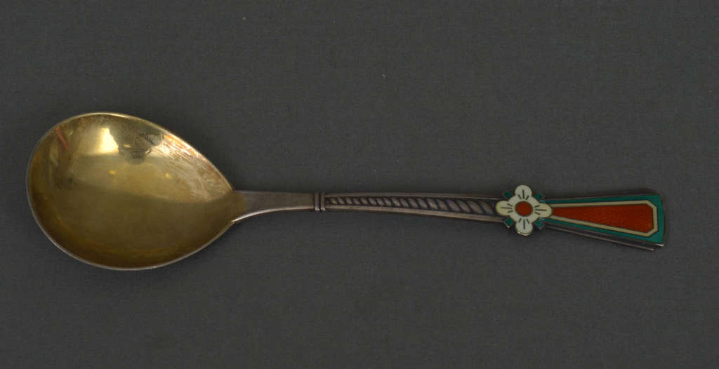 Silver spoon with gilding and enamel