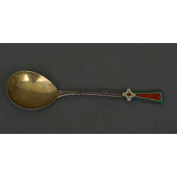 Silver spoon with gilding and enamel