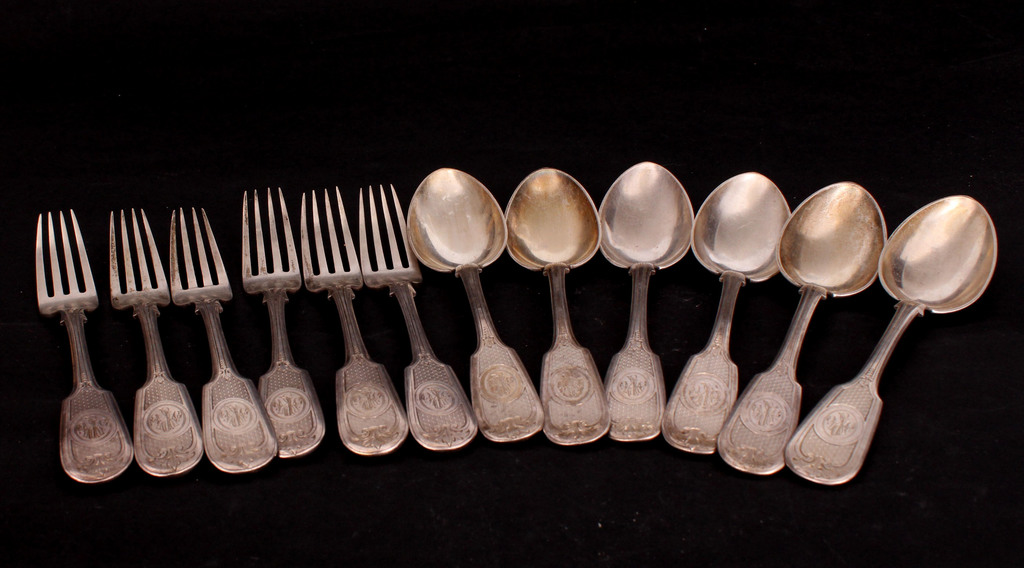 Silver spoons 6 pcs. and forks 6 pcs.