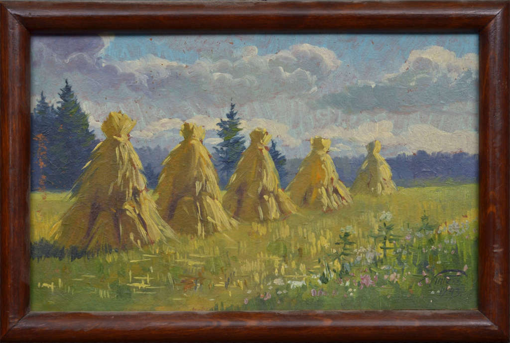 Rural landscape with rye stands
