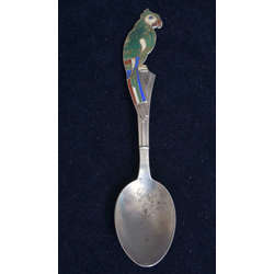 Silver spoon with parrot