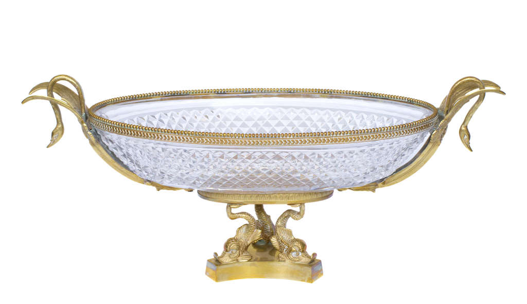 Benito Freres crystal bowl with bronze finish