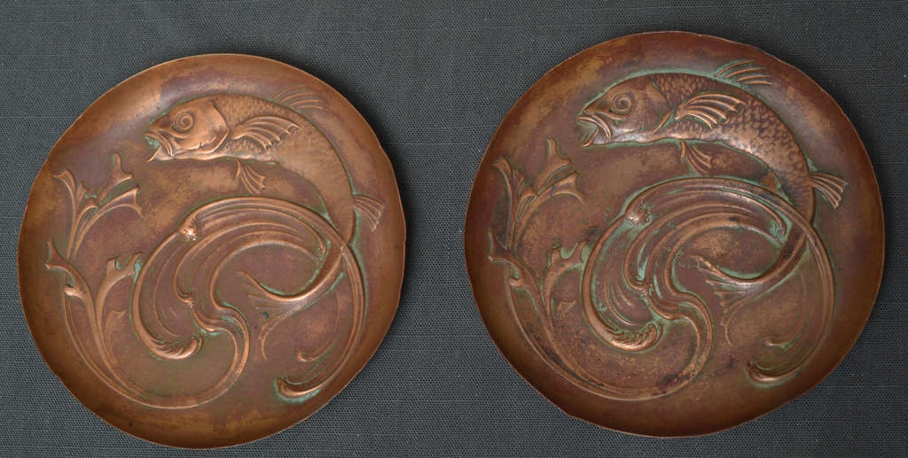 Two Art Nouveau metal plates 