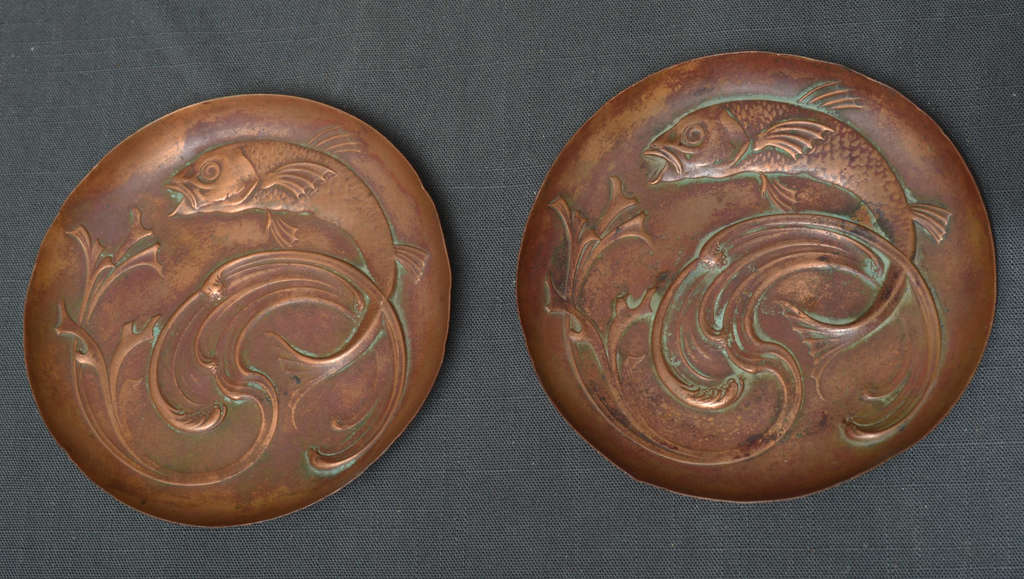 Two Art Nouveau metal plates 