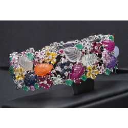 Bracelet with natural gems in Tutti Frutti style