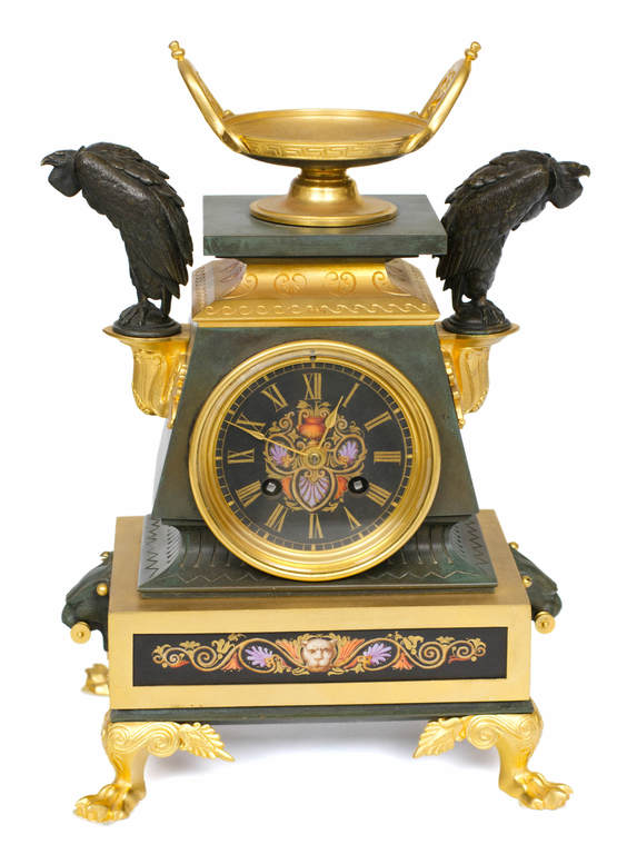 Gilded bronze fireplace clock