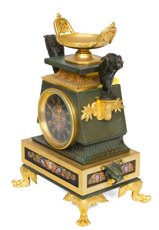 Gilded bronze fireplace clock