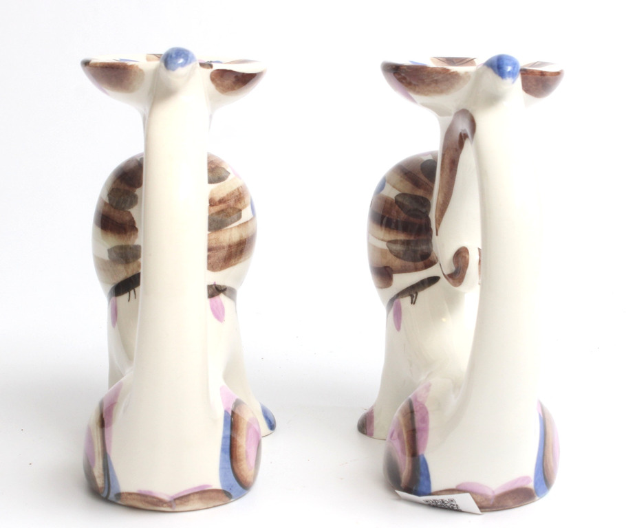 Two faience candlesticks 
