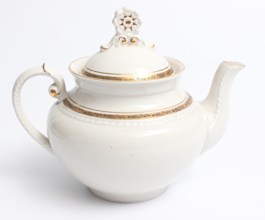 Porcelain set - teapot with plate, sugar bowl