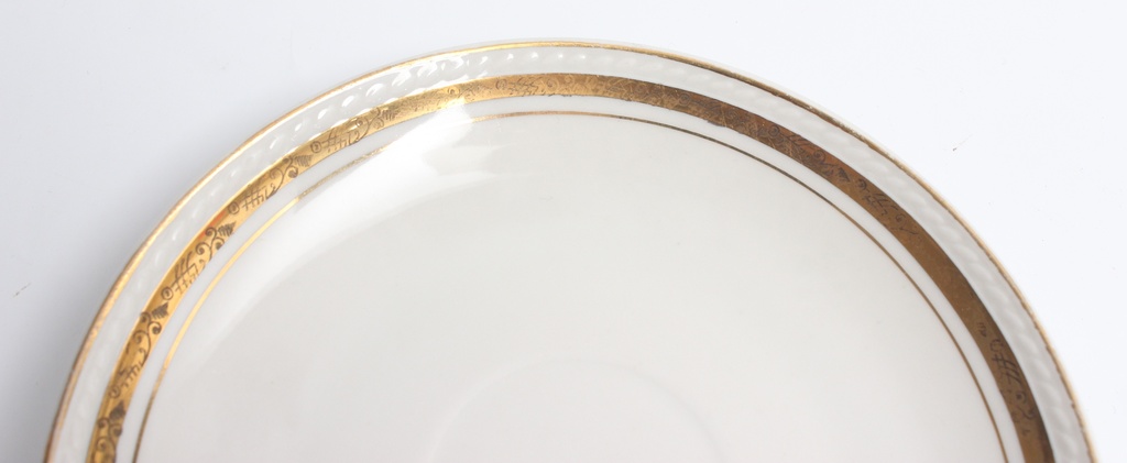 Porcelain set - teapot with plate, sugar bowl