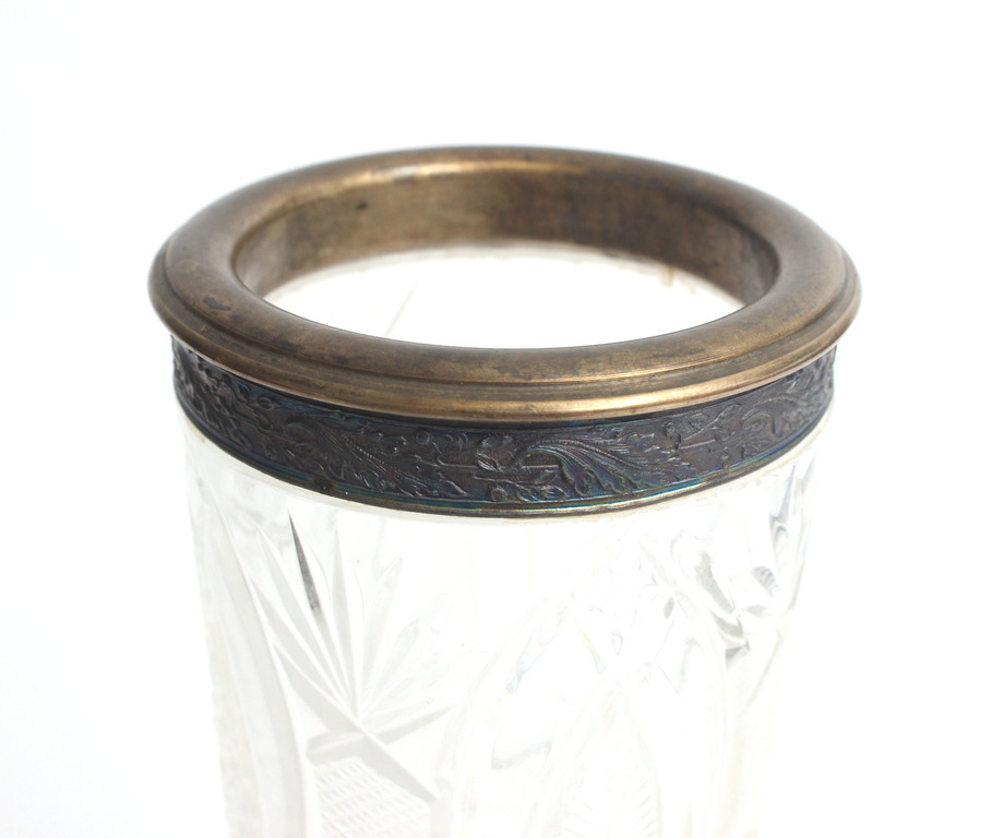 Хрустальная ваза с серебряной каймой