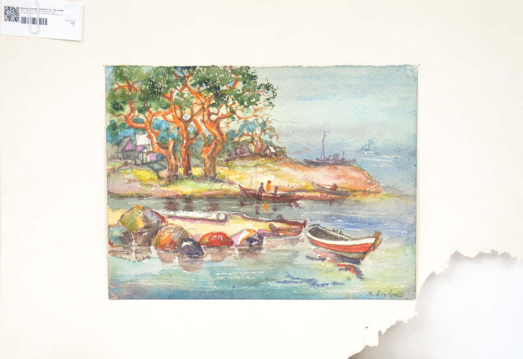 Landscape with boats on the shore