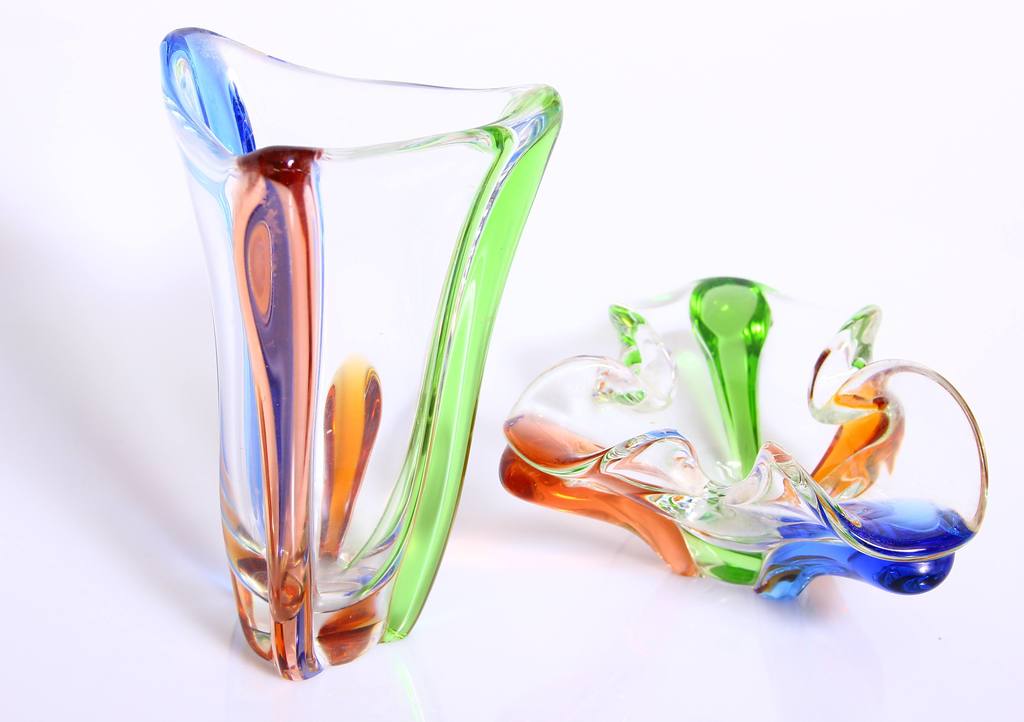 Glass set - vase and candy bowl