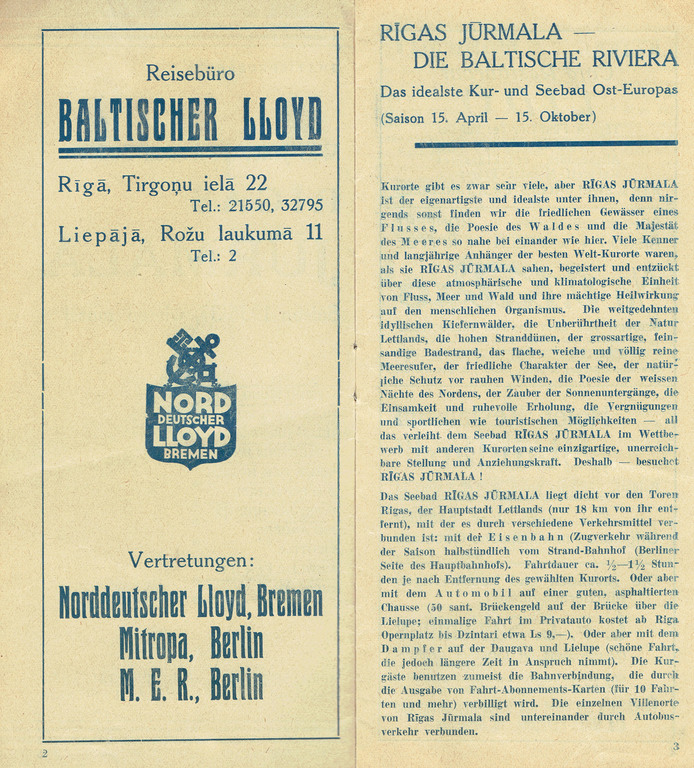 Advertising booklet about Riga Jurmala
