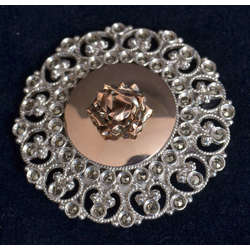 Silver Art Nouveau brooch / pendant with marcasite crystals
