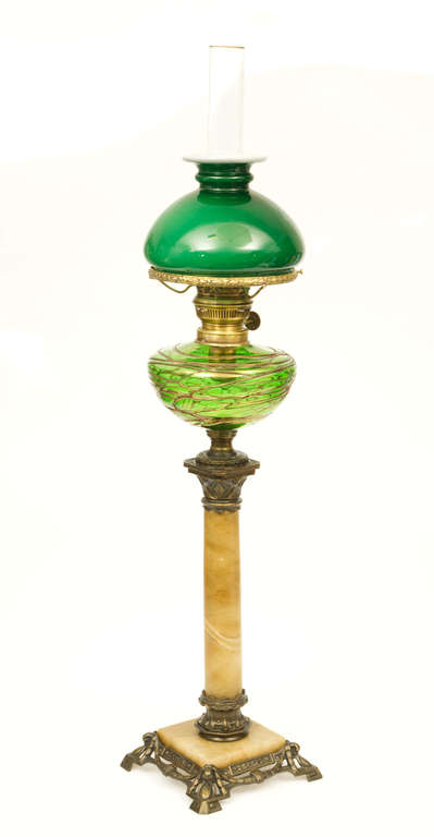 Empire style lamp with a green dome