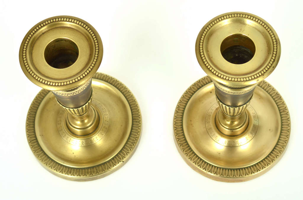 Two bronze candlesticks