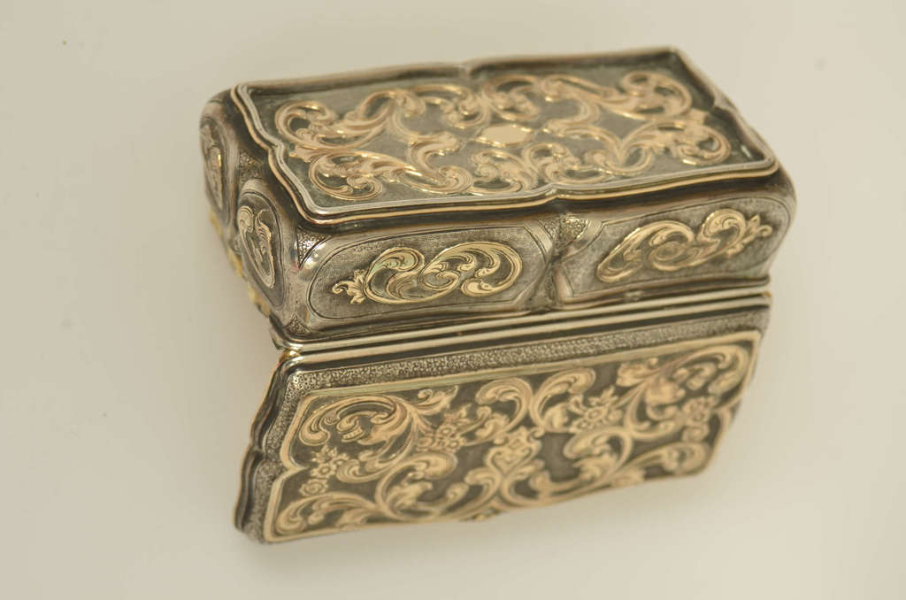 Silver chest with gold marquetry