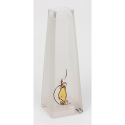 Polished glass vase with silver and amber elements