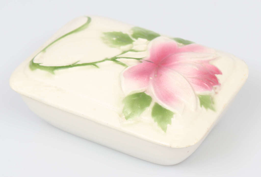 Art Nouveau porcelain soap dish with lid 