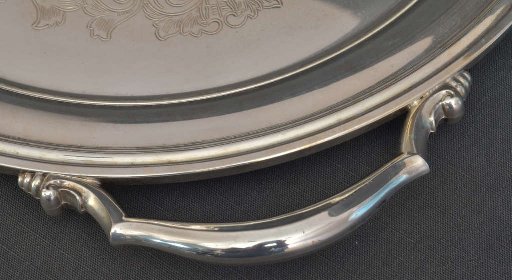 Silver coffee set with silver-plated tray