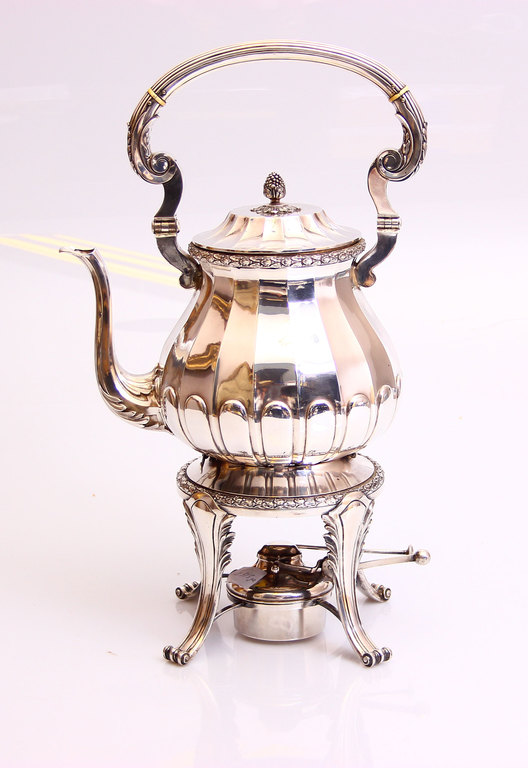 Silver jug with alcohol lamp