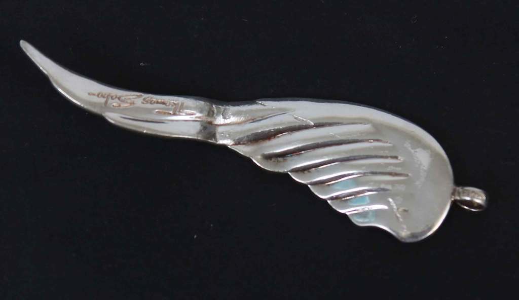 Sudraba jūgendstila kulons Eņģeļa spārns (Veiksmes talismans) ar kristāliem