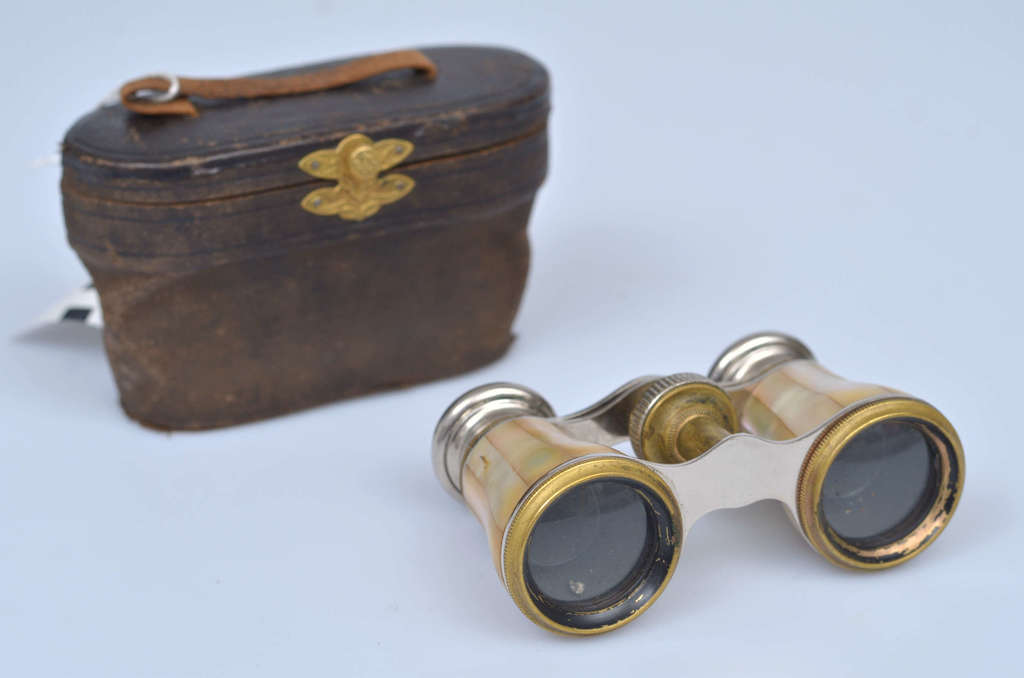 Theatrical binoculars in a leather case
