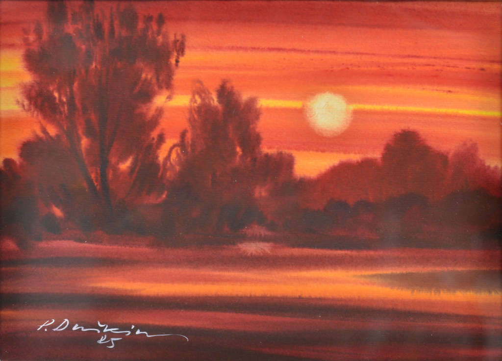 Landscape with sunset.