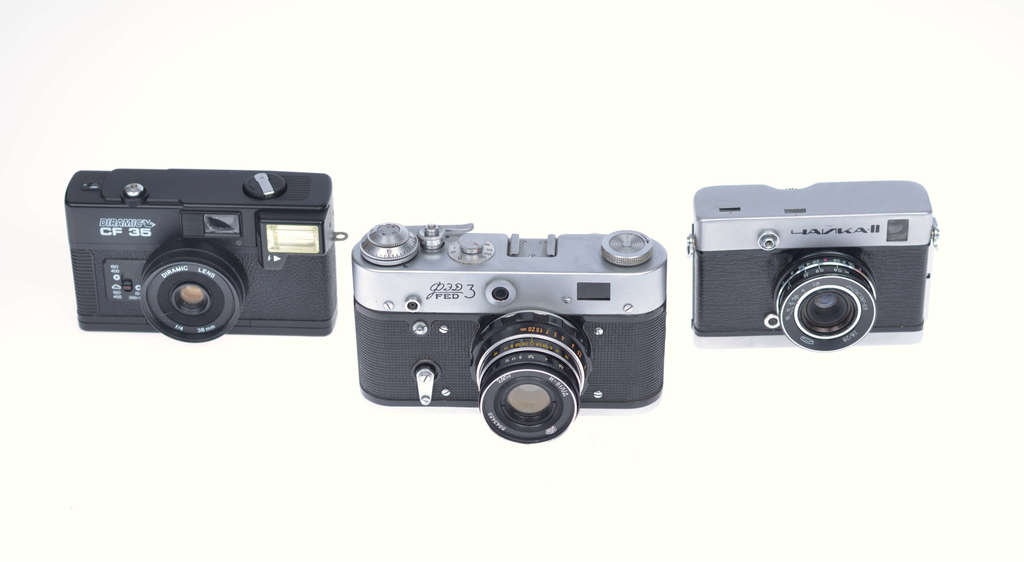 3 cameras, Chaika, FED 3, Diramic CF 35