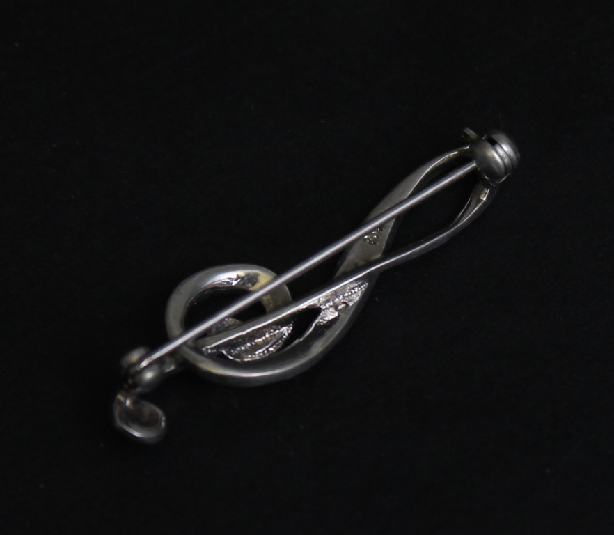 Серебряная брошь в стиле модерн с кристаллами марказита - ручная работа