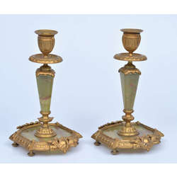 Bronze candlesticks with onyx (2 pcs)