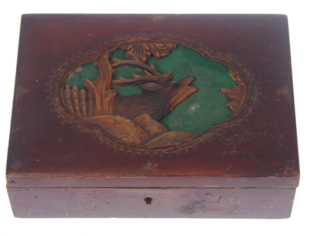 Wooden chest with wood carving