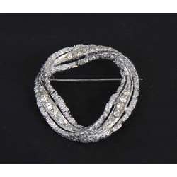 Silver Art Nouveau brooch with crystals