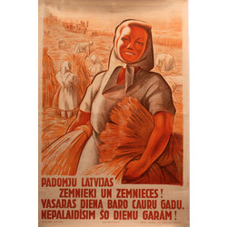 Plakāts “Padomju Latvijas zemnieki un zemnieces”