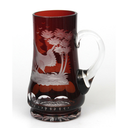 Ilguciems glass drink jug with pictures of birds
