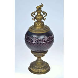 Crystal cup with bronze / metal finish and lid