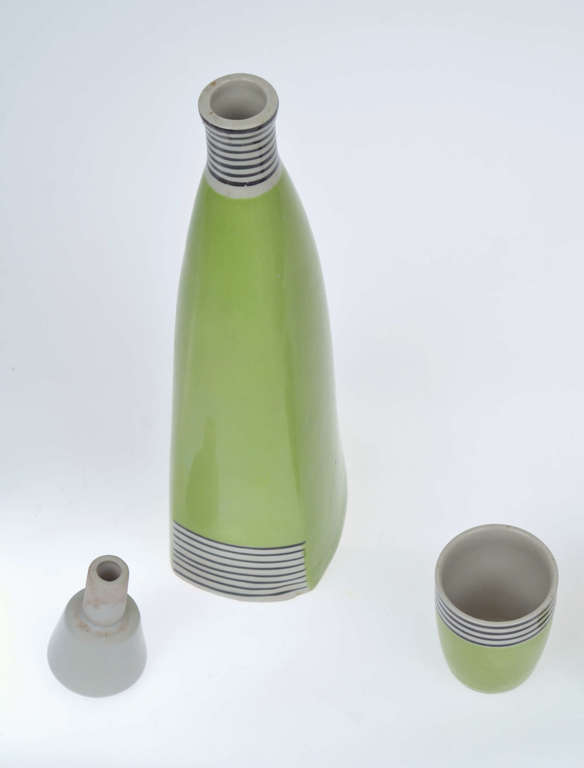 Porcelain liqueur decanter with two glasses 