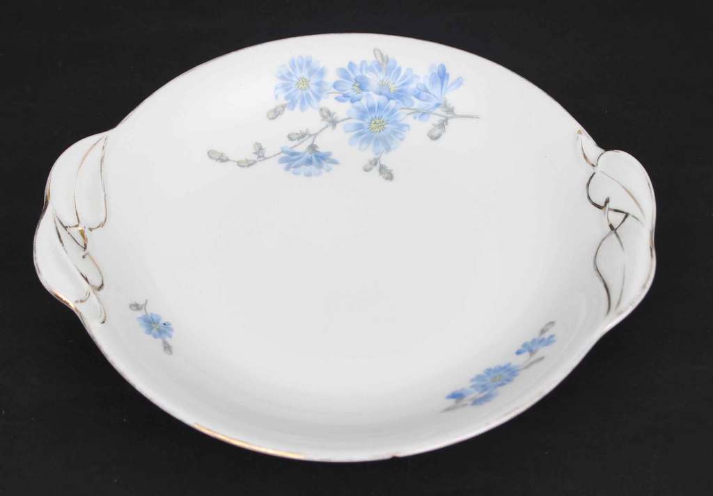 Kuzņecova porcelāna šķīvis ar ziliem ziediem