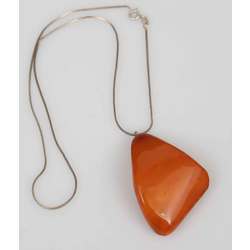 Natural Baltic amber pendant with silver chain