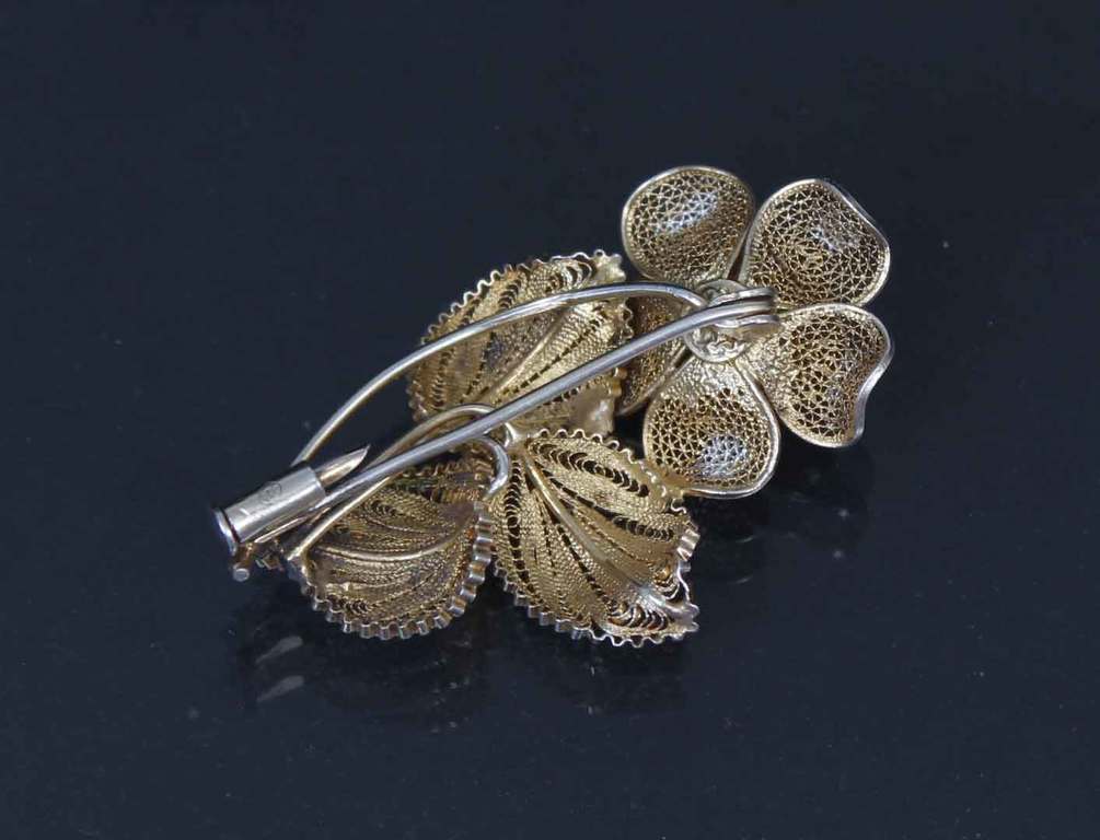 Silver Art Nouveau semi-gilded brooch
