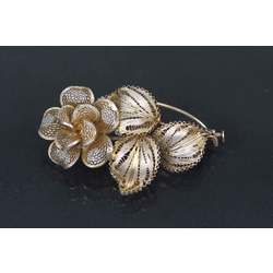 Silver Art Nouveau semi-gilded brooch