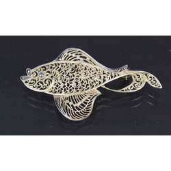 Silver-plated brooch with marcasite crystals